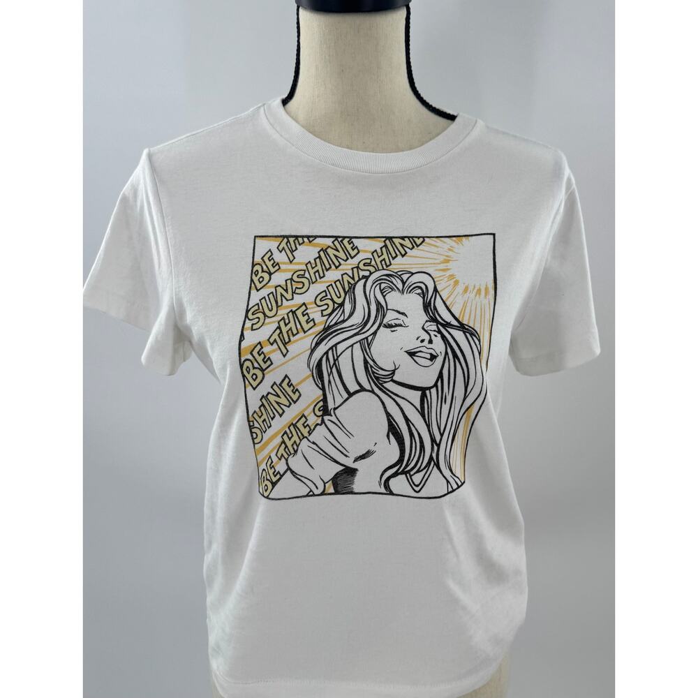 RE/DONE Hanes Be the Sunshine Comic T-shirt Tee White Top Vintage Ivory Cotton S